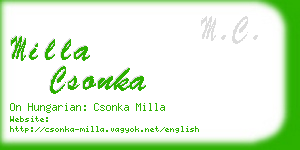 milla csonka business card